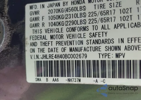 2011 Honda Cr-V Se z USA, uszkodzony, nr VIN JHLRE4H40BC002679